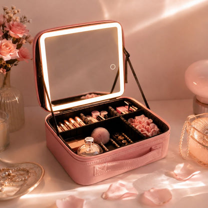 Zoey™  Personalized  Leather LED Beauty Organizer