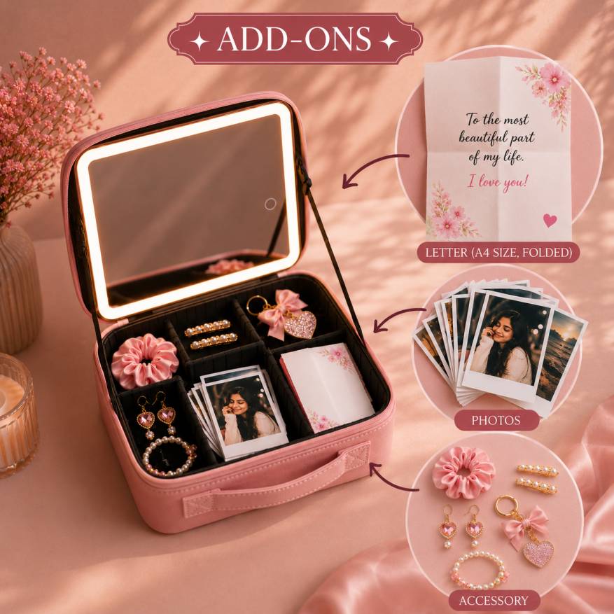 Zoey™  Personalized  Leather LED Beauty Organizer