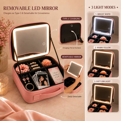 Zoey™  Personalized  Leather LED Beauty Organizer