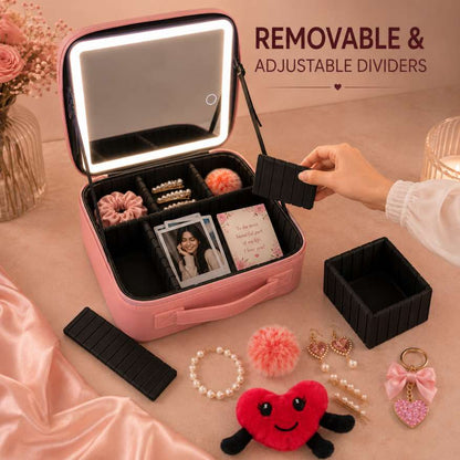 Zoey™  Personalized  Leather LED Beauty Organizer
