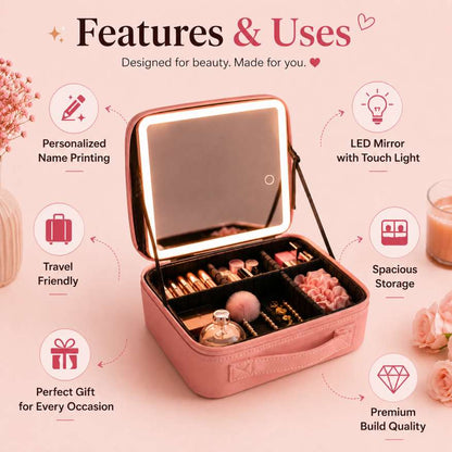 Zoey™  Personalized  Leather LED Beauty Organizer